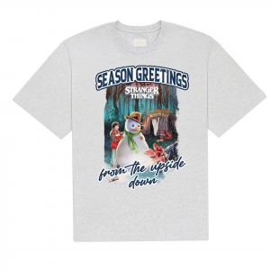 Stranger Things - Greetings Uni Grey T-Shirt i gruppen MERCHANDISE / T-shirt / Kommende / Film-Musikkkal hos Bengans Skivbutik AB (5649142r)