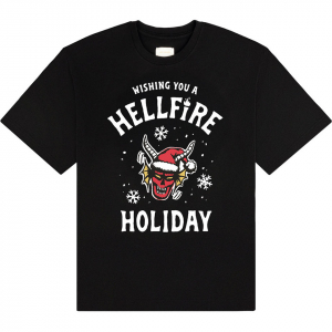Stranger Things - Wishing You A Hell Fire Uni Bl T-Shirt i gruppen MERCHANDISE / T-shirt / Kommende / Film-Musikkkal hos Bengans Skivbutik AB (5649143r)