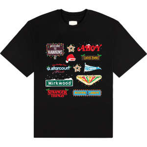 Stranger Things - Deck Christmas Sign Uni Bl T-Shirt i gruppen MERCHANDISE / T-shirt / Kommende / Film-Musikkkal hos Bengans Skivbutik AB (5649144r)