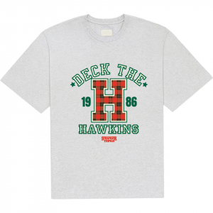 Stranger Things - Deck The Hawkins Uni Grey T-Shirt i gruppen MERCHANDISE / T-shirt / Kommende / Film-Musikkkal hos Bengans Skivbutik AB (5649145r)