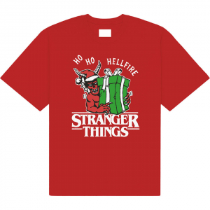 Stranger Things - Ho Ho Hellfire Uni Red T-Shirt i gruppen MERCHANDISE / T-shirt / Kommende / Film-Musikkkal hos Bengans Skivbutik AB (5649148r)