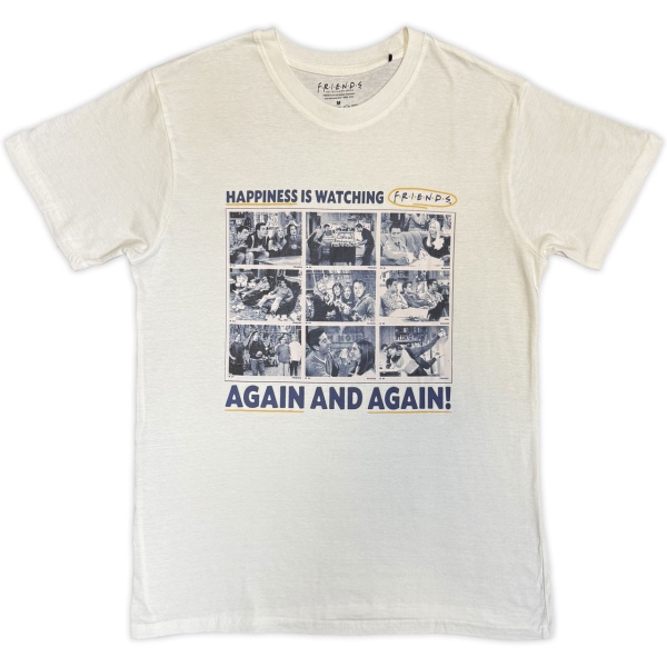 Friends - Happiness Is Watching Uni Wht T-Shirt i gruppen MERCHANDISE / T-shirt / TV-serie hos Bengans Skivbutik AB (5651268r)