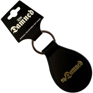 Damned - Gold Gothic Logo Leather Keychain i gruppen MERCHANDISE / Nøkkelring / Punk hos Bengans Skivbutik AB (5663210)