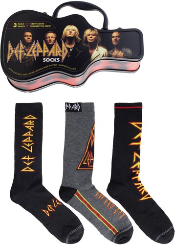 Def Leppard - Logos Guitar Tin Uni 3-Pack Socks i gruppen MERCHANDISE / Strumpor / Heavy Metal hos Bengans Skivbutik AB (5667716)