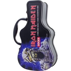 Iron Maiden - Logos Guitar Tin Uni 3-Pack Socks i gruppen MERCHANDISE / Strumpor /  /  hos Bengans Skivbutik AB (5667746)