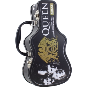 Queen - Logos Guitar Tin Uni 3-Pack Socks i gruppen MERCHANDISE / Strumpor /  /  hos Bengans Skivbutik AB (5667772)