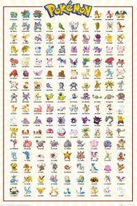 Game Poster - Pokemon - Kanto 151 91,5 x 61 cm i gruppen MERCHANDISE / Poster / Game Soundtrack hos Bengans Skivbutik AB (5668407)