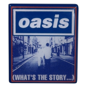 Oasis - What's The Story Blue Tone Pin Badge i gruppen MERCHANDISE / Pin-Button Badge / / hos Bengans Skivbutik AB (5668616)