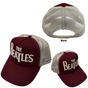 The Beatles - Drop T Logo & Apple Maroon/Natrl Mesh-Back Cap i gruppen MERCHANDISE / Caps /  /  hos Bengans Skivbutik AB (5671084)