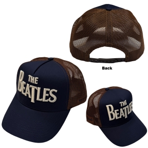 The Beatles - Drop T Logo & Apple Navy/Brown Mesh-Back Cap i gruppen MERCHANDISE / Caps /  /  hos Bengans Skivbutik AB (5671085)