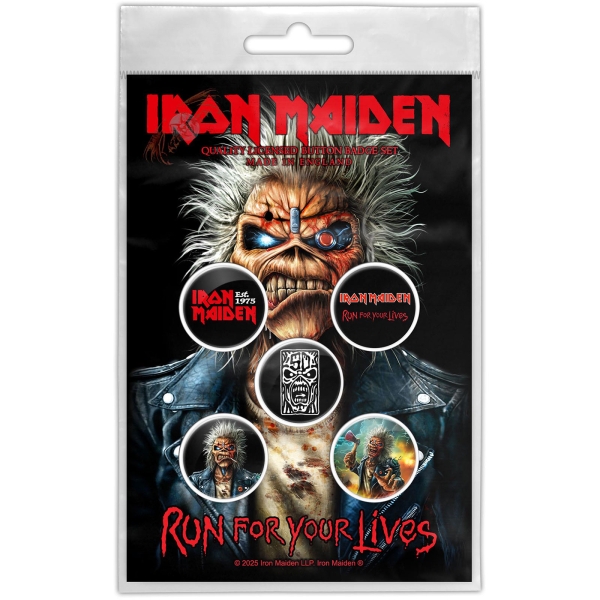 Iron Maiden - Run For Your Lives Button Badge Pack i gruppen MERCHANDISE / Pin-Button Badge / / hos Bengans Skivbutik AB (5673754)
