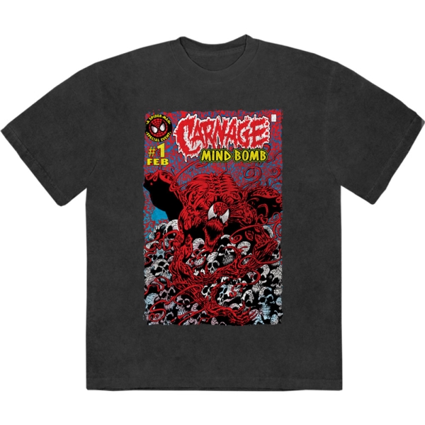 Marvel Comics - Carnage Mind Bomb Stone Wash Uni Bl T-Shirt i gruppen MERCHANDISE / T-shirt / Nyheter / Film-Musikkkal hos Bengans Skivbutik AB (5674007r)