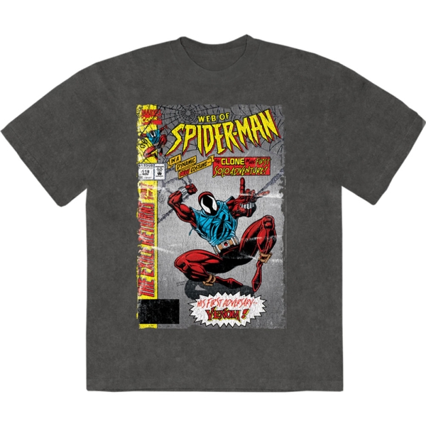 Marvel Comics - Web Of Spider-Man Stone Wash Uni Char T-Shirt i gruppen MERCHANDISE / T-shirt / Nyheter / Film-Musikkkal hos Bengans Skivbutik AB (5674010r)