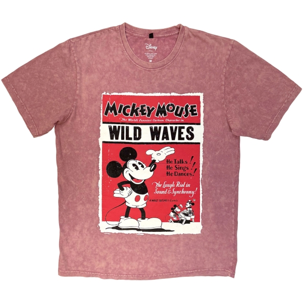 Disney - Mickey Wild Waves Stone Wash Uni Kashmir Red T-Shirt i gruppen MERCHANDISE / T-shirt / Nyheter / Film-Musikkkal hos Bengans Skivbutik AB (5674017r)