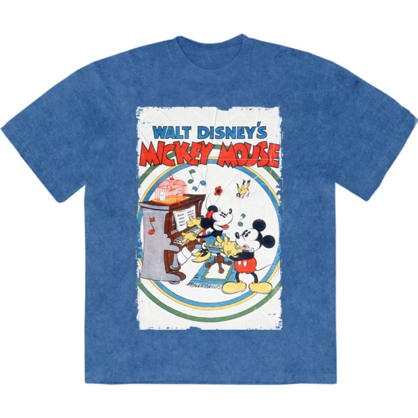 Disney - Mickey & Minnie Piano Stone Wash Uni Denim T-Shirt i gruppen MERCHANDISE / T-shirt / Nyheter / Film-Musikkkal hos Bengans Skivbutik AB (5674018r)