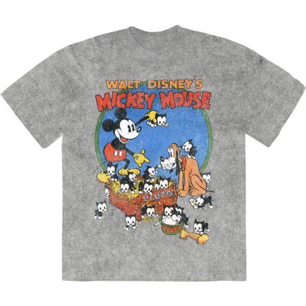 Disney - Mickey Cat Basket Stone Wash Uni Grey T-Shirt i gruppen MERCHANDISE / T-shirt / Nyheter / Film-Musikkkal hos Bengans Skivbutik AB (5674028r)