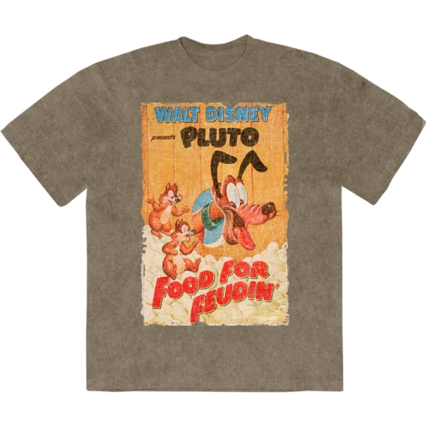 Disney - Pluto Food For Feudin' Stone Wash Uni Green T-Shirt i gruppen MERCHANDISE / T-shirt / Nyheter / Film-Musikkkal hos Bengans Skivbutik AB (5674030r)