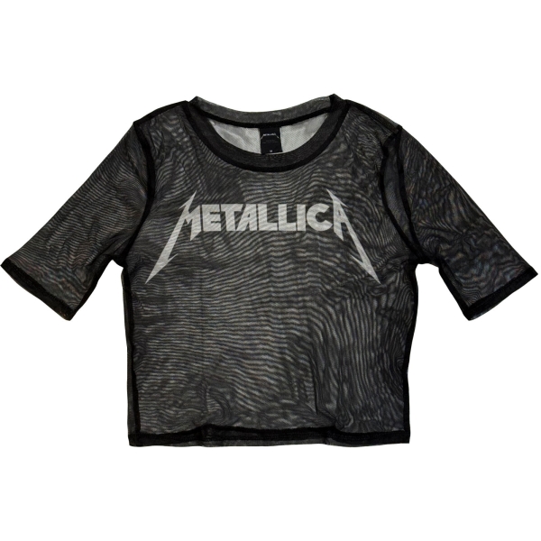 Metallica - Logo Lady Bl Mesh Crop T-Shirt i gruppen MERCHANDISE / T-shirt / Nyheter / Metal hos Bengans Skivbutik AB (5674537r)