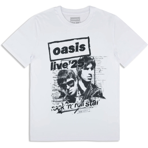 Oasis - Live 25 Rock N Roll Star Uni Wht T-Shirt i gruppen MERCHANDISE / T-shirt / Nyheter / Pop-Rock hos Bengans Skivbutik AB (5674546r)
