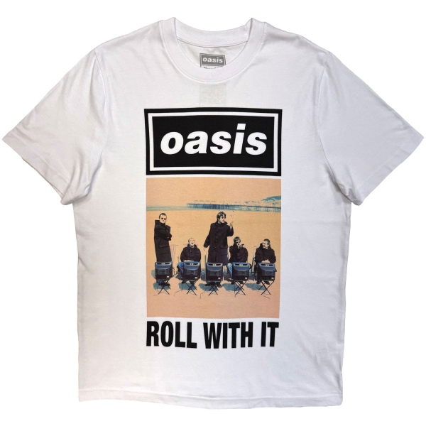 Oasis - Roll With It Single Cover Wht T-Shirt i gruppen MERCHANDISE / T-shirt / Nyheter / Pop-Rock hos Bengans Skivbutik AB (5674557r)