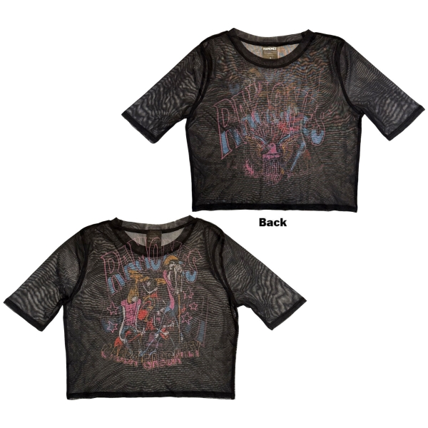 Ramones - Graffiti Illustration Lady Bl Mesh Crop T-Shirt i gruppen MERCHANDISE / T-shirt / Nyheter / Punk hos Bengans Skivbutik AB (5674580r)