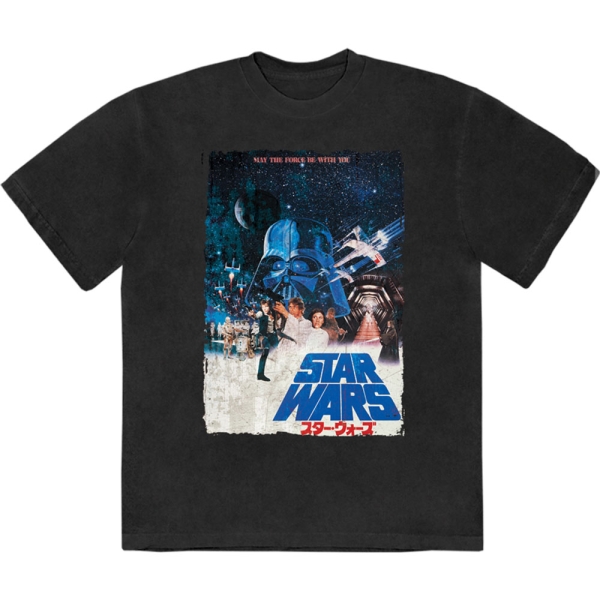 Star Wars - May The Force Be With You Stone Wash Uni Bl T-Shirt i gruppen MERCHANDISE / T-shirt / Nyheter / Film-Musikkkal hos Bengans Skivbutik AB (5674593r)