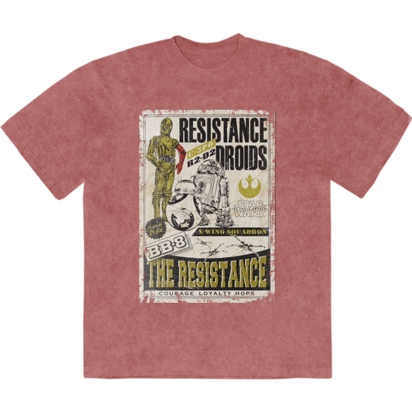 Star Wars - Resistance Droids Stone Wash Uni Kashmir Red T-Shirt i gruppen MERCHANDISE / T-shirt / Nyheter / Film-Musikkkal hos Bengans Skivbutik AB (5674595r)