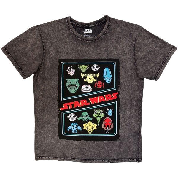 Star Wars - Alien Heads Stone Wash Uni Char T-Shirt i gruppen MERCHANDISE / T-shirt / Nyheter / Film-Musikkkal hos Bengans Skivbutik AB (5674602r)