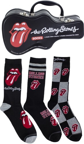 Rolling Stones - Crew Socks (3 Pack Collector Guitar Shape Tin) i gruppen MERCHANDISE / Strumpor / Pop-Rock hos Bengans Skivbutik AB (5675517)