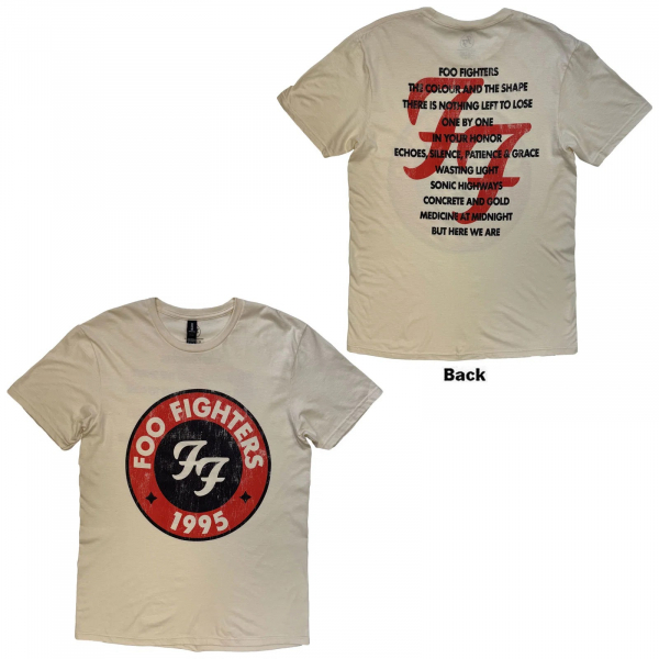 Foo Fighters - Unisex T-Shirt: 1995-2025 Albums (Natural) (Back Print) i gruppen MERCHANDISE / T-shirt / Kommende / Pop-Rock hos Bengans Skivbutik AB (5675964r)