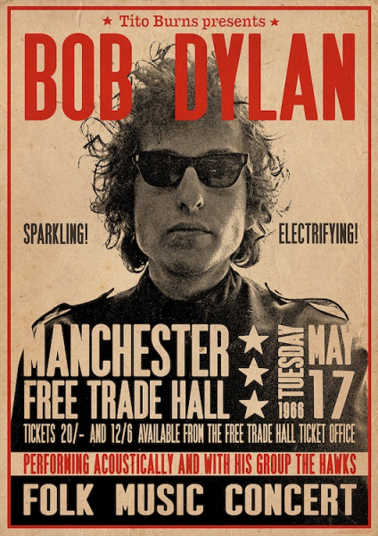 Bob Dylan - Manchester Free Trade Hall Concert Promo 91,5 X 61 Cm i gruppen MERCHANDISE / Poster / Pop-Rock hos Bengans Skivbutik AB (5676201)