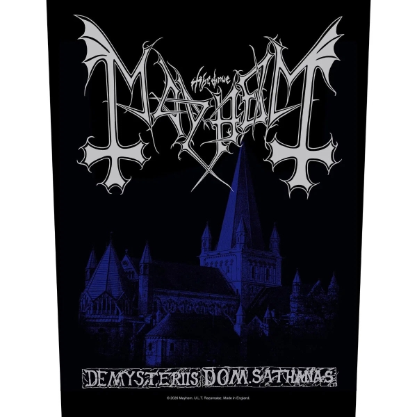 Mayhem - Back Patch: De Mysteriis Dom Sathanas i gruppen MERCHANDISE / Tøypatch / / hos Bengans Skivbutik AB (5676454)