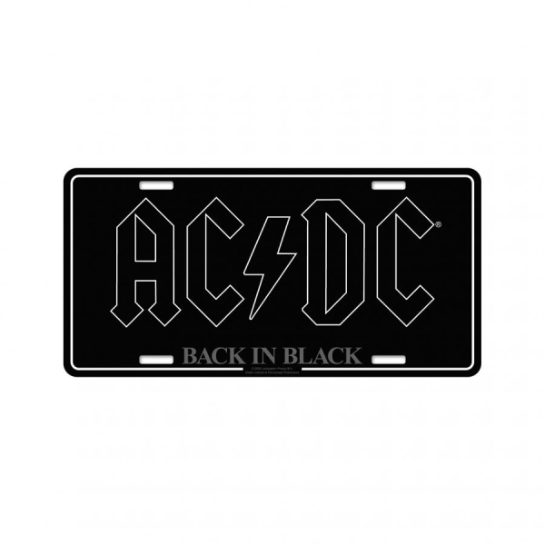 Ac/Dc - Number Plate Back In Black (30,5 X i gruppen MERCHANDISE / Merch / Kommende / Metal hos Bengans Skivbutik AB (5676492)