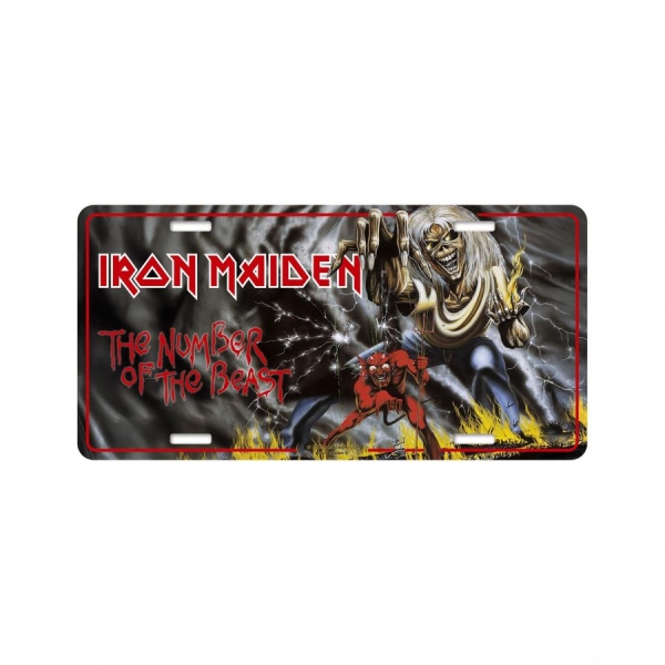 Iron Maiden - Number Plate Number Of The Beast (3 i gruppen MERCH / Samleobjekter / Dekorative bilskilt hos Bengans Skivbutik AB (5676498)