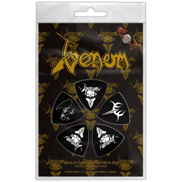 Venom - Tri-Tip Plectrum Pack: Black Metal i gruppen MERCHANDISE / Merch / Nyheter / Metal hos Bengans Skivbutik AB (5676561)