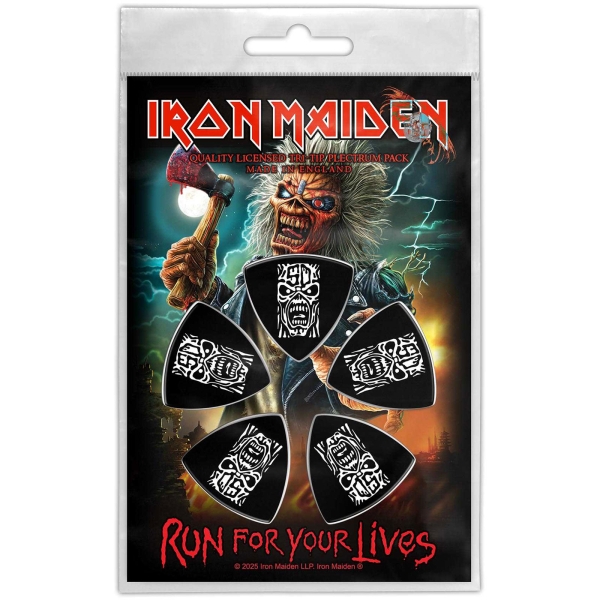 Iron Maiden - Tri-Tip Plectrum Pack: Run For Your Lives i gruppen MERCHANDISE / Merch / Nyheter / Metal hos Bengans Skivbutik AB (5676571)