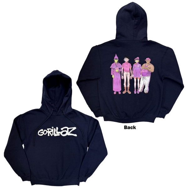 Gorillaz  - Unisex Pullover Hoodie: Cracker Island (Navy Blue) (Back Print) i gruppen MERCHANDISE / Hoodies / Kommende / Pop-Rock hos Bengans Skivbutik AB (5676576r)
