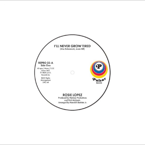 Rosie Lopez - I?Ll Never Grow Tired / Too Hot To i gruppen VINYL / Kommende / Pop-Rock hos Bengans Skivbutik AB (5677079)