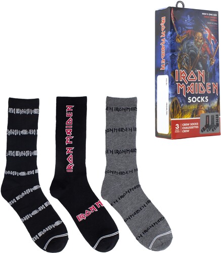 Iron Maiden - Crew Socks (Assorted Styles 3 Pack Gift Box) i gruppen MERCHANDISE / Strumpor / Heavy Metal hos Bengans Skivbutik AB (5680201)