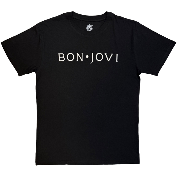 Bon Jovi - Logo Mono Uni Bl T-Shirt i gruppen MERCHANDISE / T-shirt / Kommende / Metal hos Bengans Skivbutik AB (5680730r)