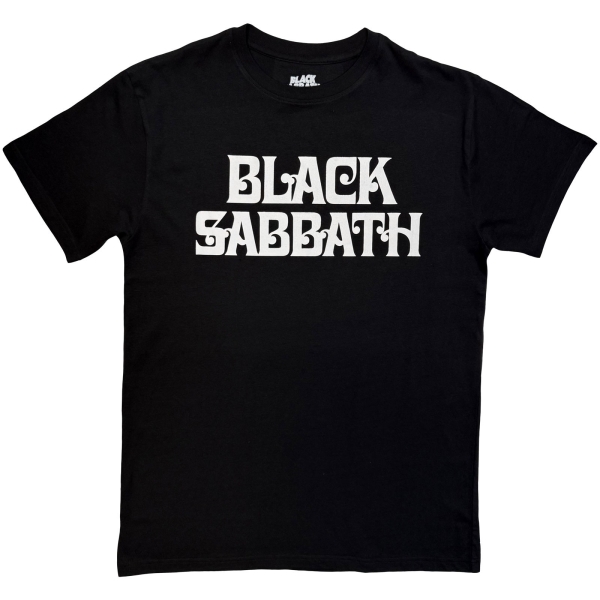 Black Sabbath - Curly Logo Mono Uni Bl T-Shirt i gruppen MERCHANDISE / T-shirt / Kommende / Metal hos Bengans Skivbutik AB (5680731r)