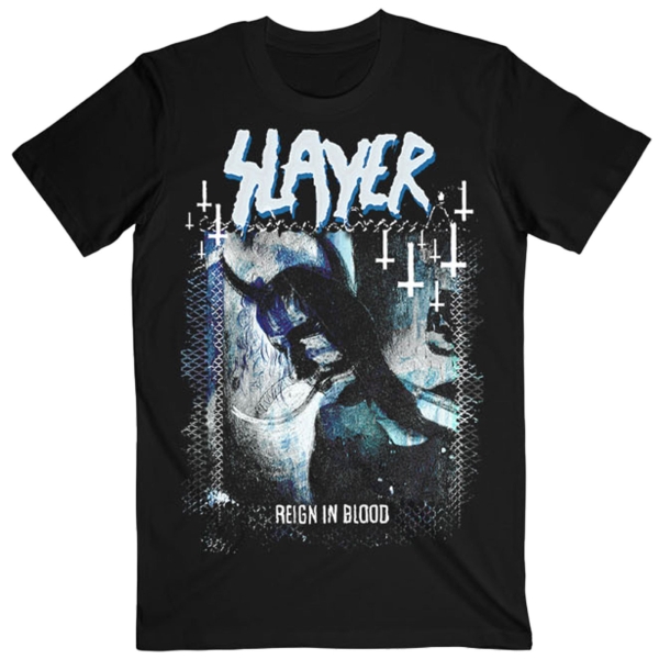 Slayer - Horned Cool Tone Reign In Blood Uni Bl T-Shirt i gruppen MERCHANDISE / T-shirt / Heavy Metal hos Bengans Skivbutik AB (5680786r)