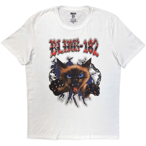 Blink-182 - Cheshire Cat Uni Wht T-Shirt i gruppen MERCHANDISE / T-shirt / Kommende /  hos Bengans Skivbutik AB (5681148r)