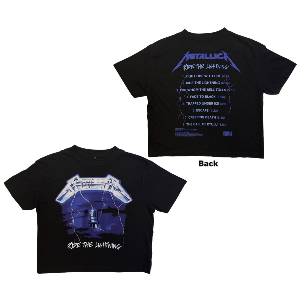 Metallica - Ride The Lightning Lady Bl Crop Top i gruppen MERCHANDISE / T-shirt / Kommende / Pop-Rock hos Bengans Skivbutik AB (5681170r)