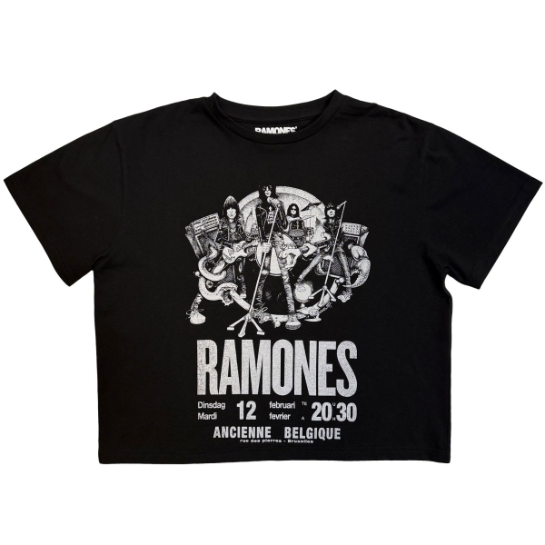 Ramones - Belgique Lady Bl Crop Top i gruppen MERCHANDISE / T-shirt / Kommende / hos Bengans Skivbutik AB (5681184r)
