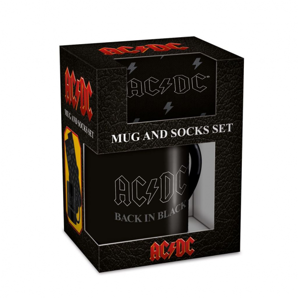 Ac/Dc - Back In Black Mug & Sock Set i gruppen MERCHANDISE / Merch / Metal hos Bengans Skivbutik AB (5683287)