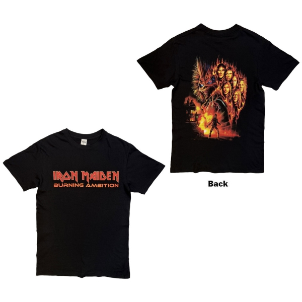Iron Maiden - Burning Ambition Text Logo Uni Bl T-Shirt i gruppen MERCHANDISE / T-shirt / Heavy Metal hos Bengans Skivbutik AB (5683522r)