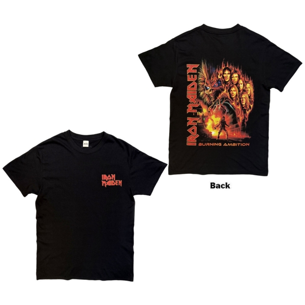 Iron Maiden - Burning Ambition Pocket Logo Uni Bl T-Shirt i gruppen MERCHANDISE / T-shirt / Heavy Metal hos Bengans Skivbutik AB (5683523r)