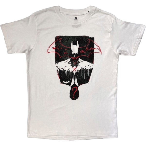 Batman - Who Is The Batman? Uni Wht T-Shirt i gruppen MERCH / Klær / T-skjorter hos Bengans Skivbutik AB (5685405r)