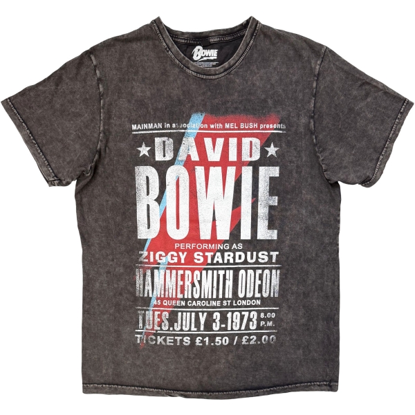 David Bowie - Hammersmith Odeon Stone Wash Uni Char T-Shirt i gruppen MERCH / Klær / T-skjorter hos Bengans Skivbutik AB (5685415r)